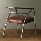 Industrial Gray and Brown Upholstered Dining Chair Set of 2
