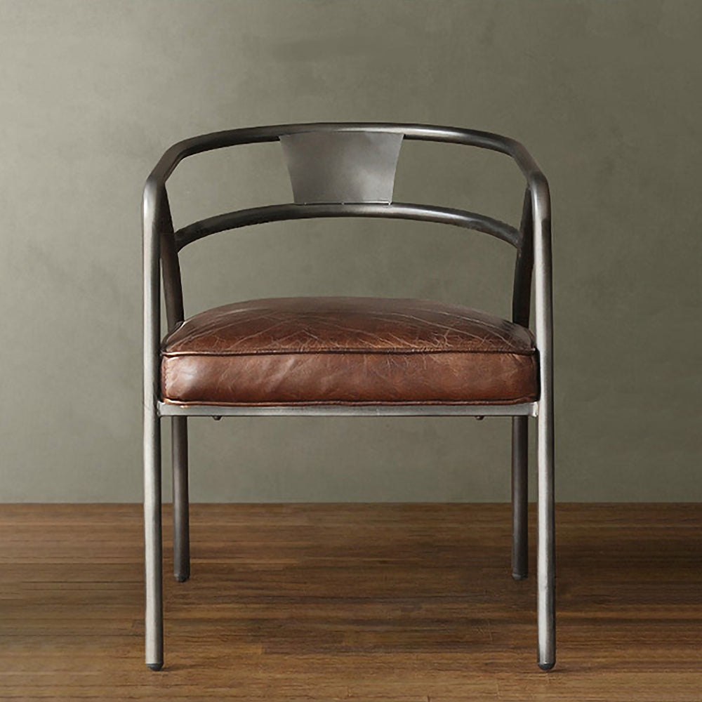 Industrial Gray and Brown Upholstered Dining Chair Set of 2