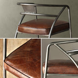 Industrial Gray and Brown Upholstered Dining Chair Set of 2