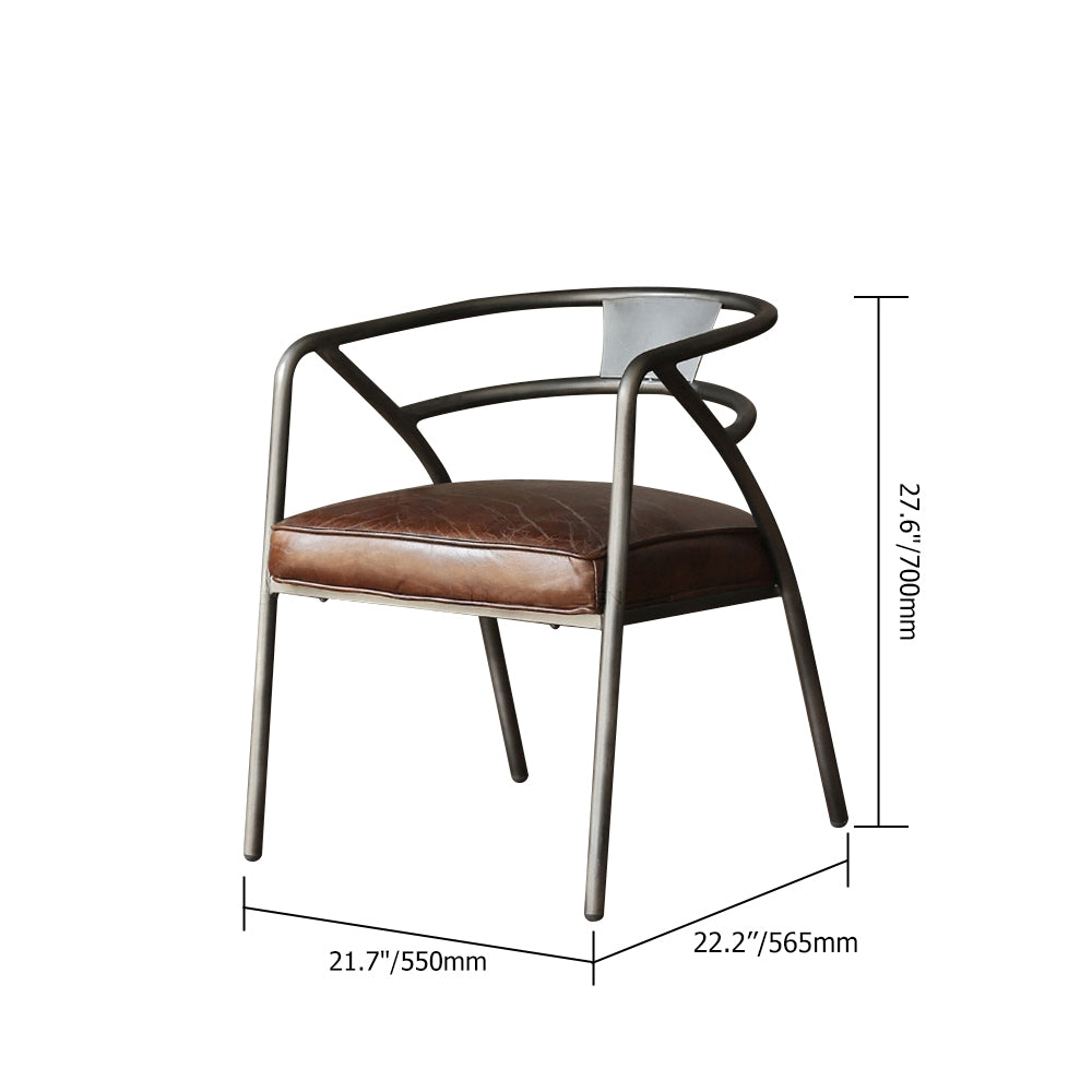 Industrial Gray and Brown Upholstered Dining Chair Set of 2