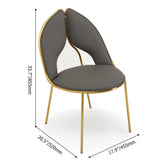 Modern Dining Chair PU Leather Upholstered Stainless Steel Gold Finish Chair Set of 2