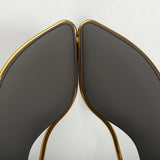 Modern Dining Chair PU Leather Upholstered Stainless Steel Gold Finish Chair Set of 2
