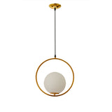 Ring Globe Single Pendant Light Glass Globe Contemporary Minimalist