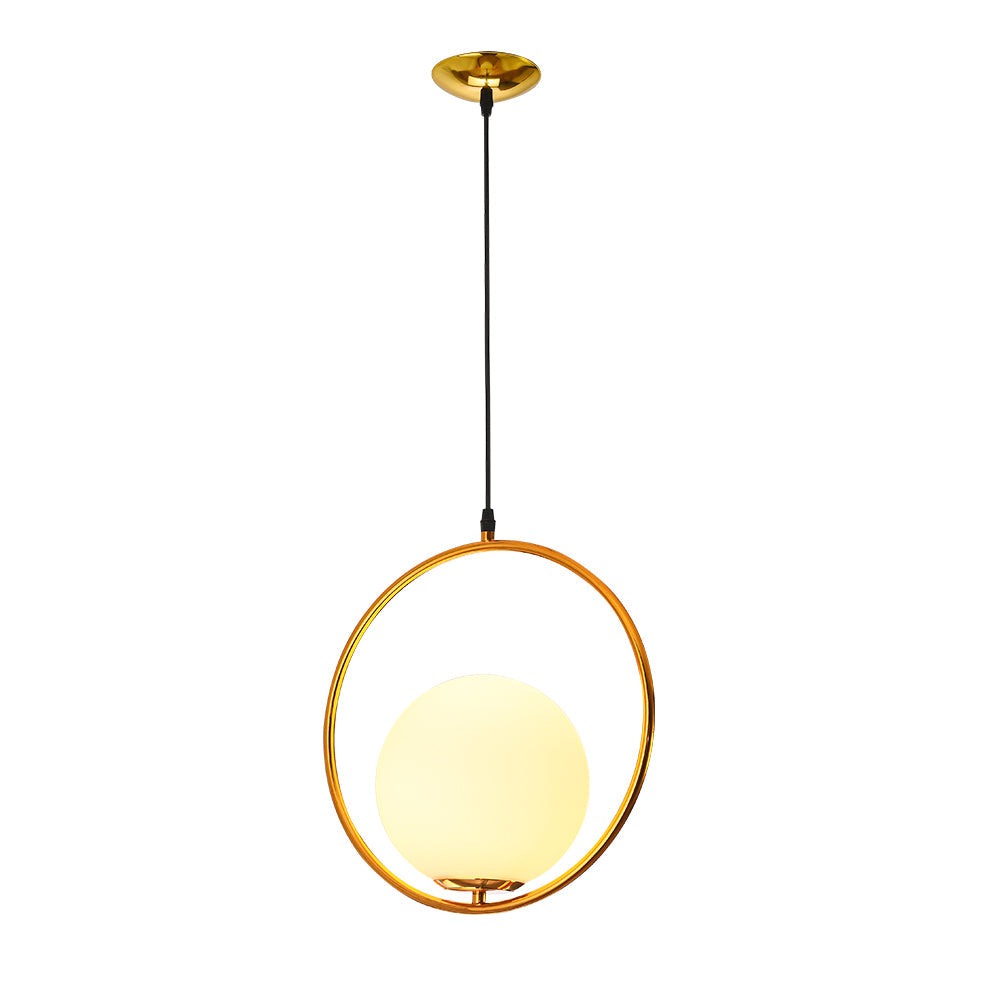 Ring Globe Single Pendant Light Glass Globe Contemporary Minimalist
