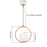 Ring Globe Single Pendant Light Glass Globe Contemporary Minimalist