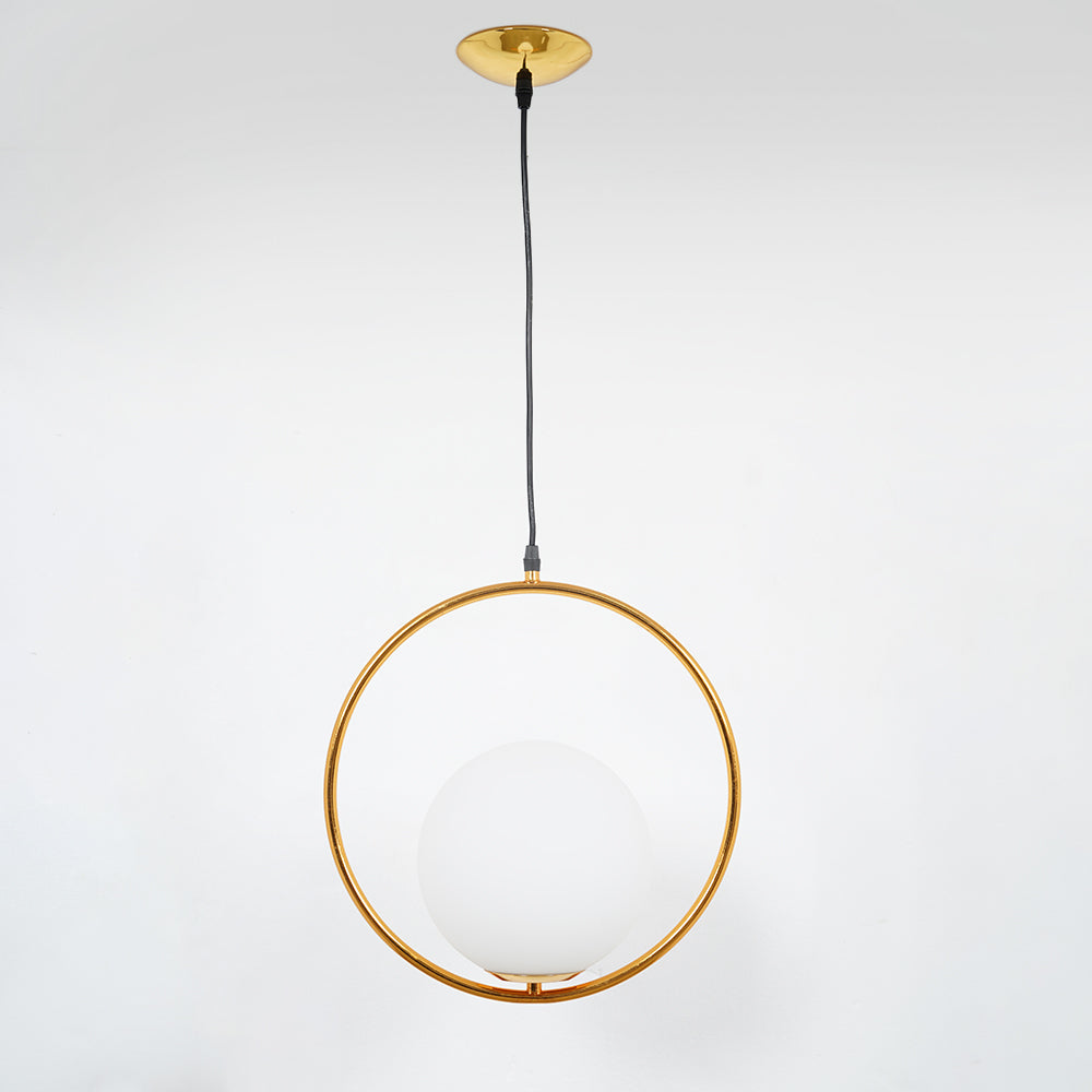 Ring Globe Single Pendant Light Glass Globe Contemporary Minimalist