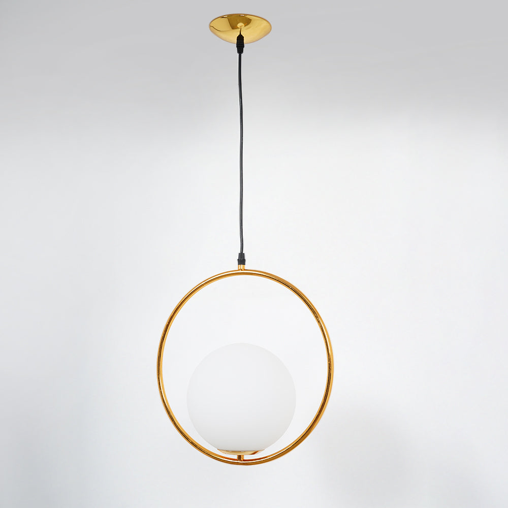 Ring Globe Single Pendant Light Glass Globe Contemporary Minimalist