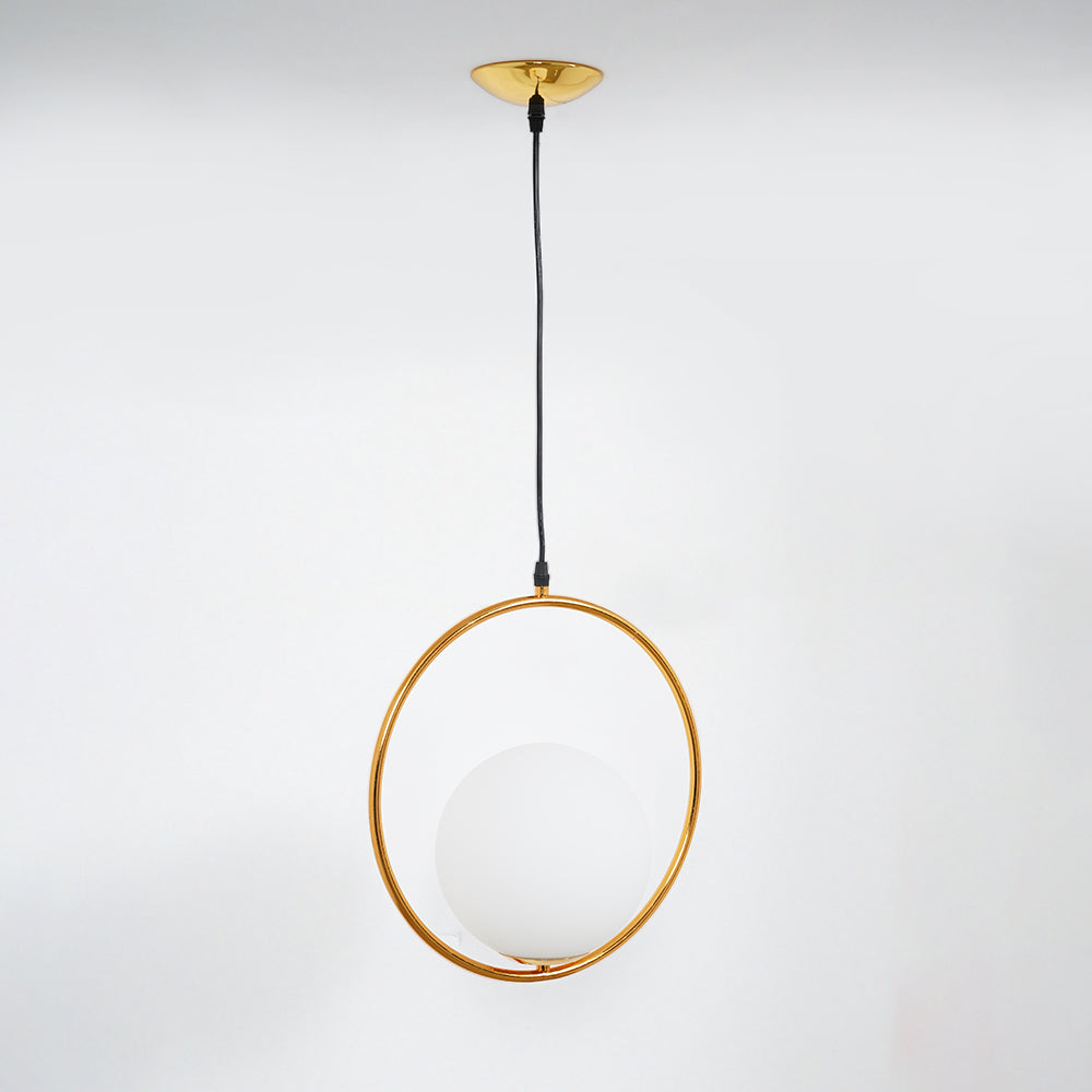 Ring Globe Single Pendant Light Glass Globe Contemporary Minimalist