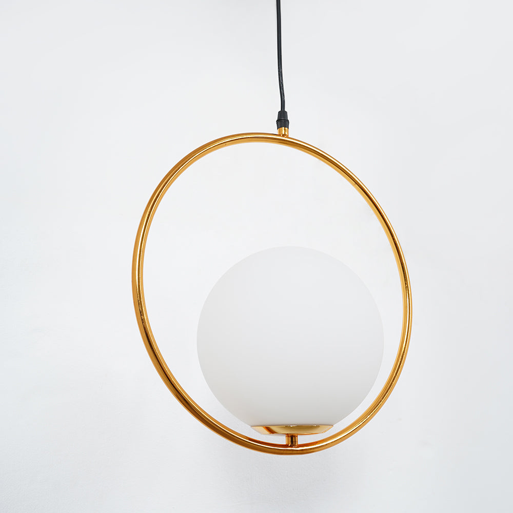 Ring Globe Single Pendant Light Glass Globe Contemporary Minimalist