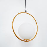 Ring Globe Single Pendant Light Glass Globe Contemporary Minimalist