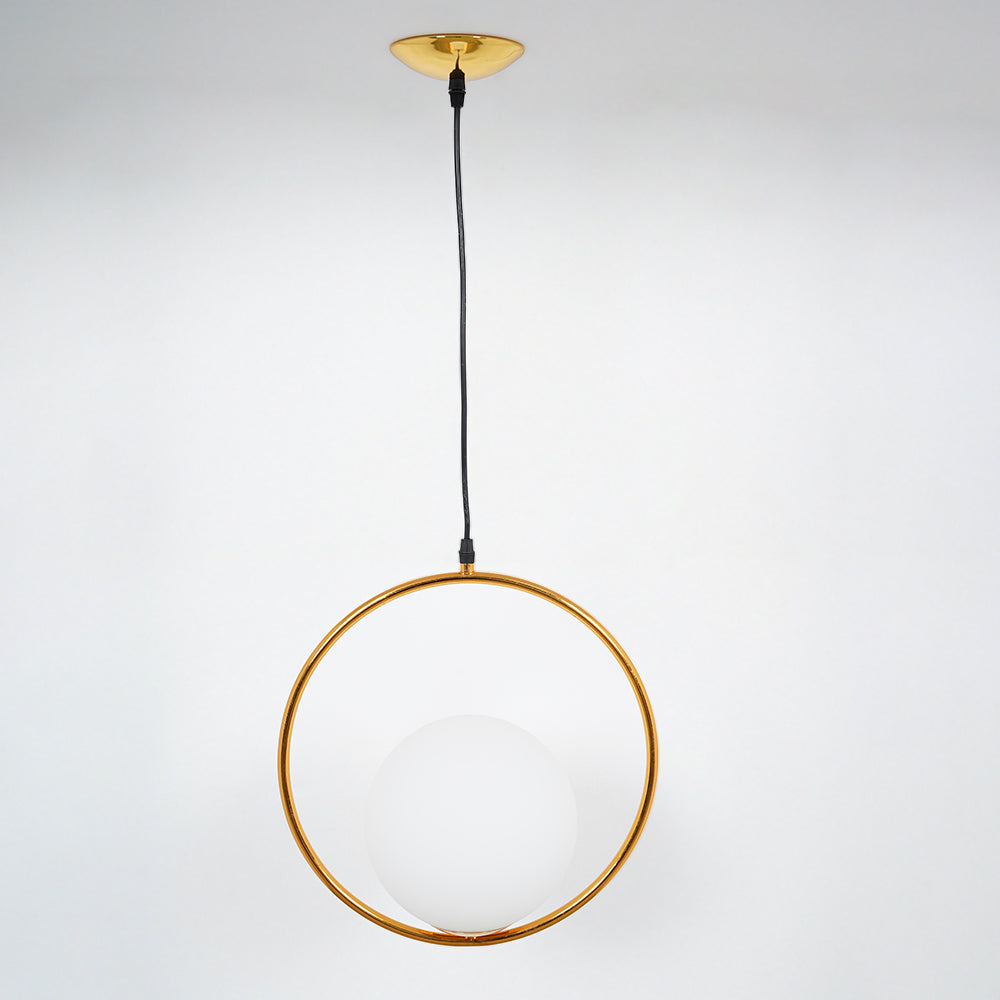 Ring Globe Single Pendant Light Glass Globe Contemporary Minimalist