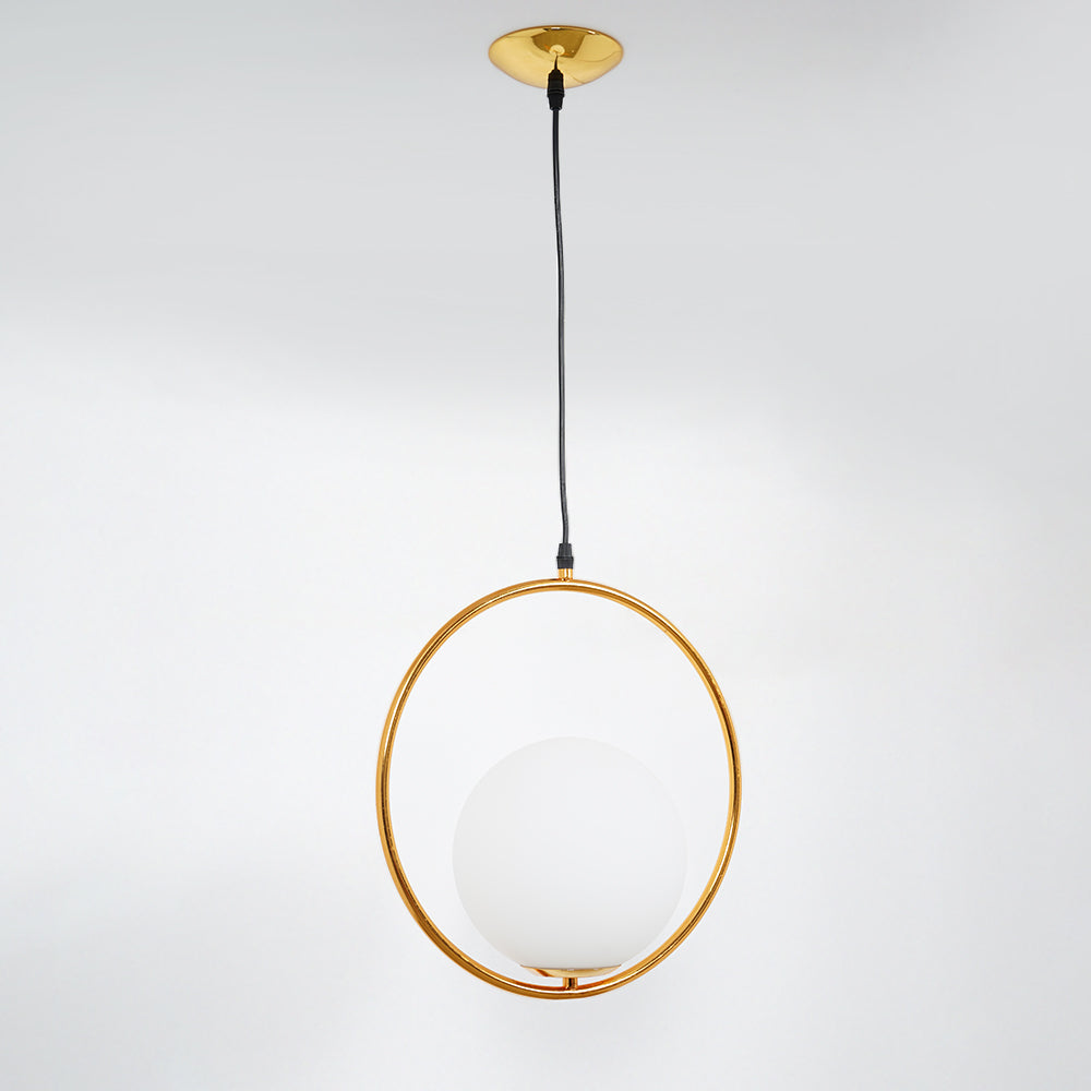 Ring Globe Single Pendant Light Glass Globe Contemporary Minimalist
