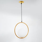 Ring Globe Single Pendant Light Glass Globe Contemporary Minimalist