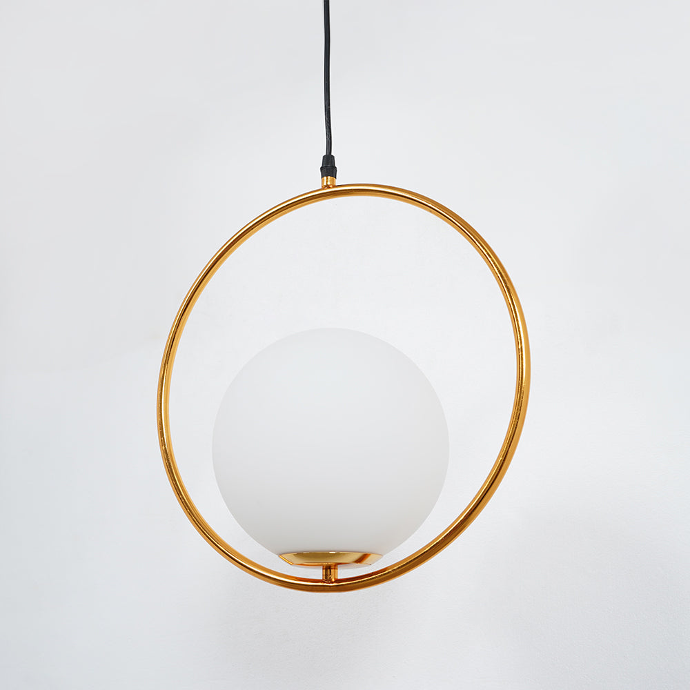 Ring Globe Single Pendant Light Glass Globe Contemporary Minimalist