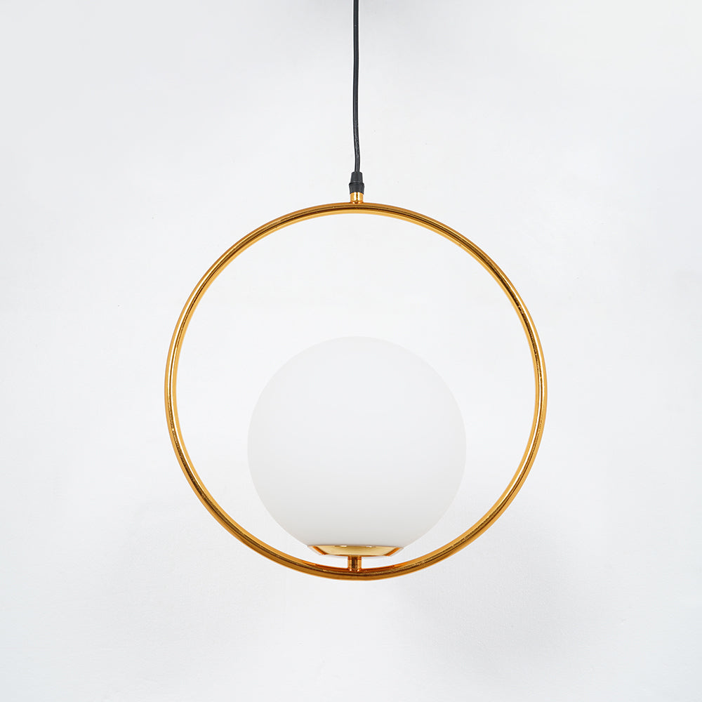 Ring Globe Single Pendant Light Glass Globe Contemporary Minimalist