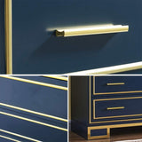 Modern Luxury Blue Cabinet Gold Painted Rims 4-Drawer Accent Chest-Richsoul-Cabinets & Chests,Furniture,Living Room Furniture