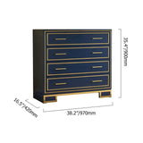 Modern Luxury Blue Cabinet Gold Painted Rims 4-Drawer Accent Chest-Richsoul-Cabinets & Chests,Furniture,Living Room Furniture
