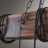 Farmhouse Style Dark Distressed Wood Beam Large Linear Island Pendant Light