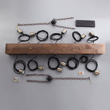 Farmhouse Style Dark Distressed Wood Beam Large Linear Island Pendant Light