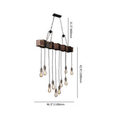 Farmhouse Style Dark Distressed Wood Beam Large Linear Island Pendant Light