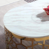 Modern Oval Coffee Table Marble Top with Stainless Steel Frame-Richsoul-Coffee Tables,Furniture,Living Room Furniture
