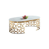 Modern Oval Coffee Table Marble Top with Stainless Steel Frame-Richsoul-Coffee Tables,Furniture,Living Room Furniture