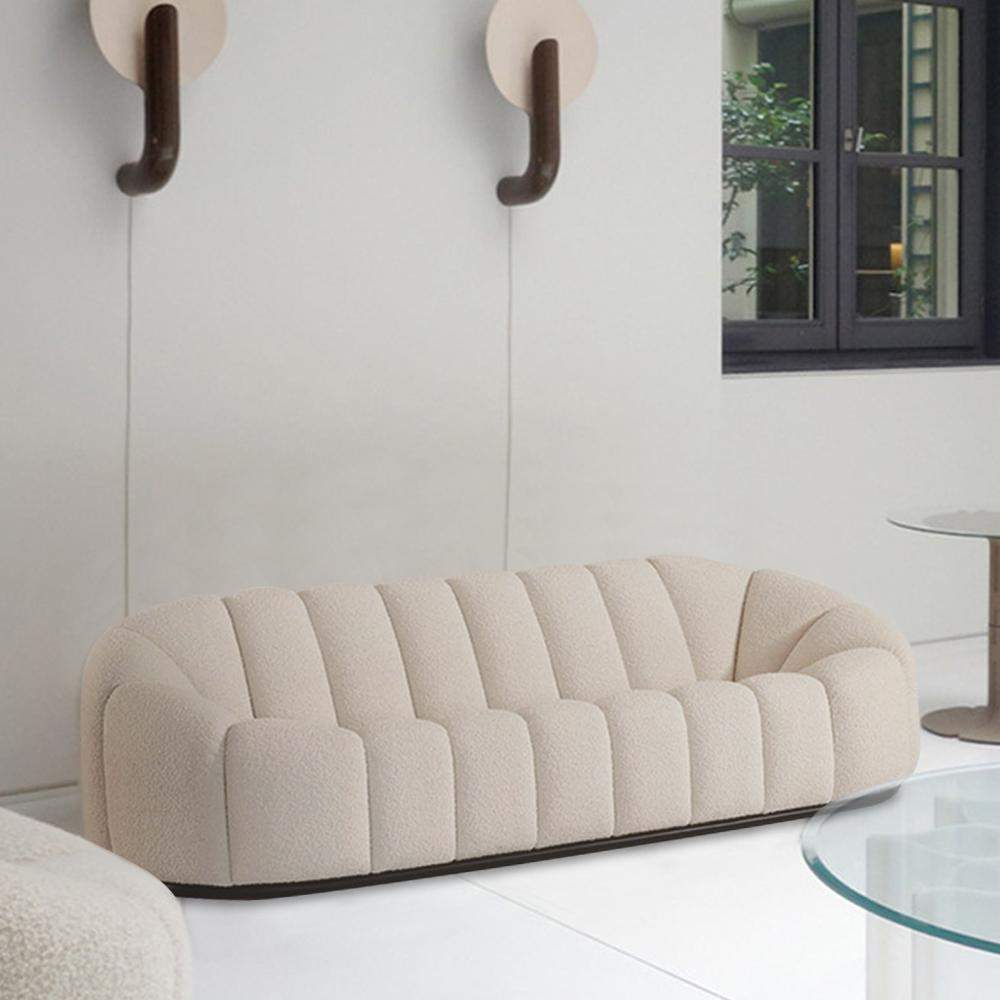 Lamb Wool White Sofa Upholstered Sofa 3-Seater Sofa Cute Sofa 82.7"-Richsoul-Furniture,Living Room Furniture,Sofas & Loveseats