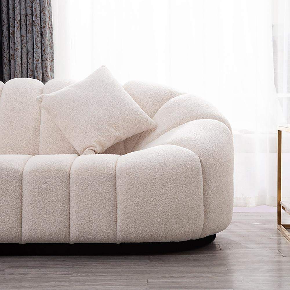 Lamb Wool White Sofa Upholstered Sofa 3-Seater Sofa Cute Sofa 82.7"-Richsoul-Furniture,Living Room Furniture,Sofas & Loveseats