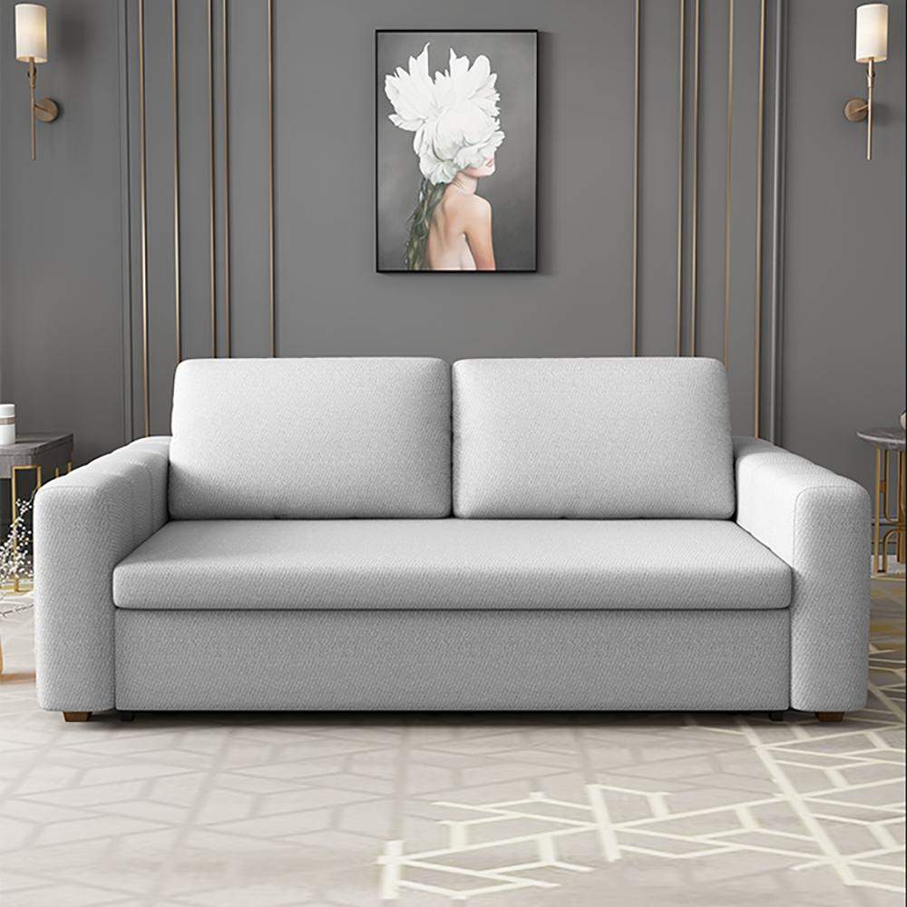 Gray Nordic Convertible Sofa Bed Cotton& Linen Upholstery with Storage-Richsoul-Daybeds,Furniture,Living Room Furniture