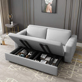 Gray Nordic Convertible Sofa Bed Cotton& Linen Upholstery with Storage-Richsoul-Daybeds,Furniture,Living Room Furniture