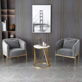 Gray Velvet Accent Chair Modern Upholstered Arm Chair with Gold Legs Pillow Included-Richsoul-Chairs & Recliners,Furniture,Living Room Furniture