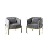 Gray Velvet Accent Chair Modern Upholstered Arm Chair with Gold Legs Pillow Included-Richsoul-Chairs & Recliners,Furniture,Living Room Furniture