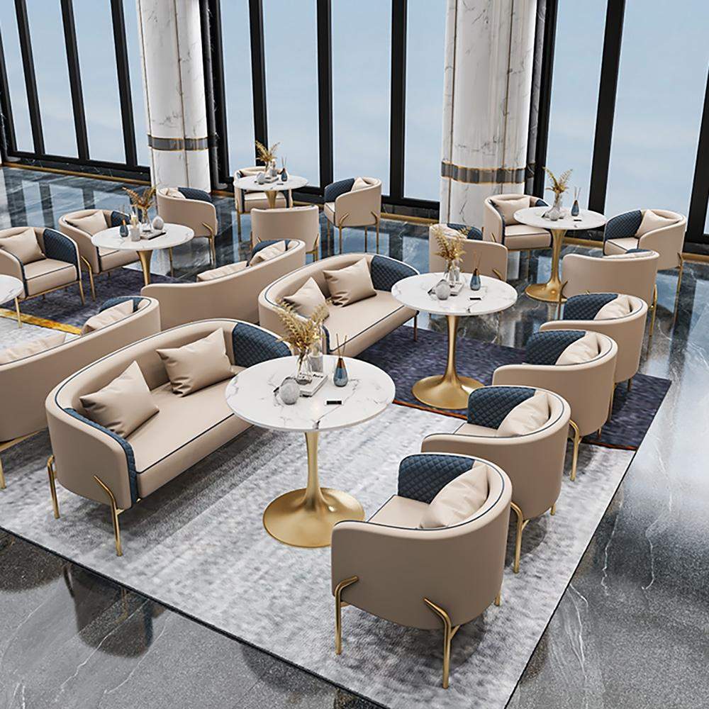 Modern Accent Chair Tufted Upholstered PU Leather Accent Chair in Gold-Richsoul-Chairs & Recliners,Furniture,Living Room Furniture