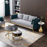 78.7" Modern Houndstooth Upholstered Sofa 3-Seater Green Velvet Sofa-Furniture,Living Room Furniture,Sofas & Loveseats