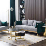 78.7" Modern Houndstooth Upholstered Sofa 3-Seater Green Velvet Sofa-Furniture,Living Room Furniture,Sofas & Loveseats