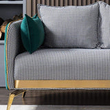 78.7" Modern Houndstooth Upholstered Sofa 3-Seater Green Velvet Sofa-Furniture,Living Room Furniture,Sofas & Loveseats