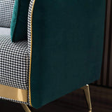 78.7" Modern Houndstooth Upholstered Sofa 3-Seater Green Velvet Sofa-Furniture,Living Room Furniture,Sofas & Loveseats
