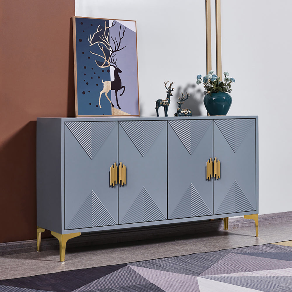 Modern Blue Sideboard Buffet 59" Buffet Cabinet with 4 Doors Adjustable Shelves