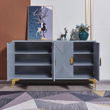 Modern Blue Sideboard Buffet 59" Buffet Cabinet with 4 Doors Adjustable Shelves