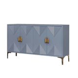 Modern Blue Sideboard Buffet 59" Buffet Cabinet with 4 Doors Adjustable Shelves