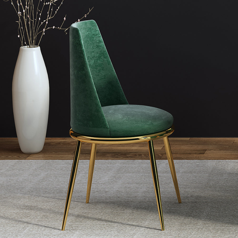 Modern Velvet Dining Chair High Back Upholstered in Gold Legs Dining Chair Set of 2