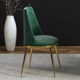 Modern Velvet Dining Chair High Back Upholstered in Gold Legs Dining Chair Set of 2