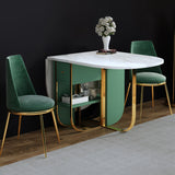 Modern Velvet Dining Chair High Back Upholstered in Gold Legs Dining Chair Set of 2