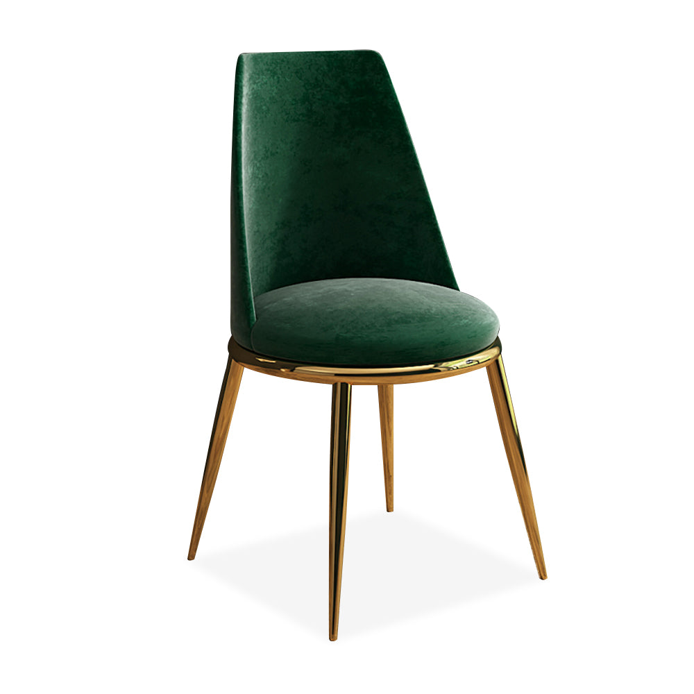 Modern Velvet Dining Chair High Back Upholstered in Gold Legs Dining Chair Set of 2