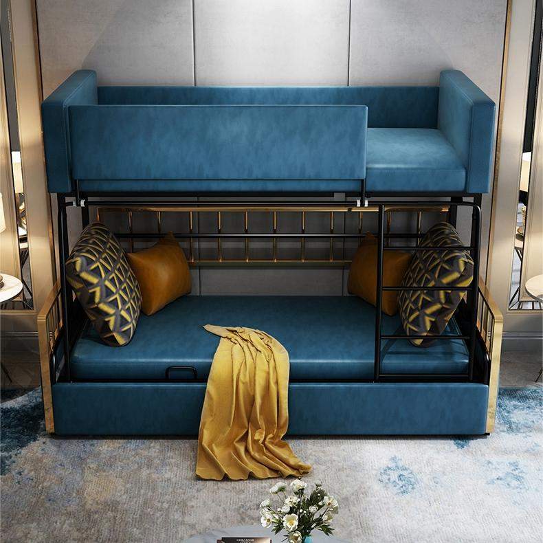 Modern Wood Bunk Bed Sleeper Convertible Sofa Bed 3-Seater Pillows Included-Richsoul-Daybeds,Furniture,Living Room Furniture