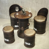 21.7" Industrial Distressed Bar Table with Solid Wood Round Top