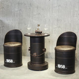 21.7" Industrial Distressed Bar Table with Solid Wood Round Top