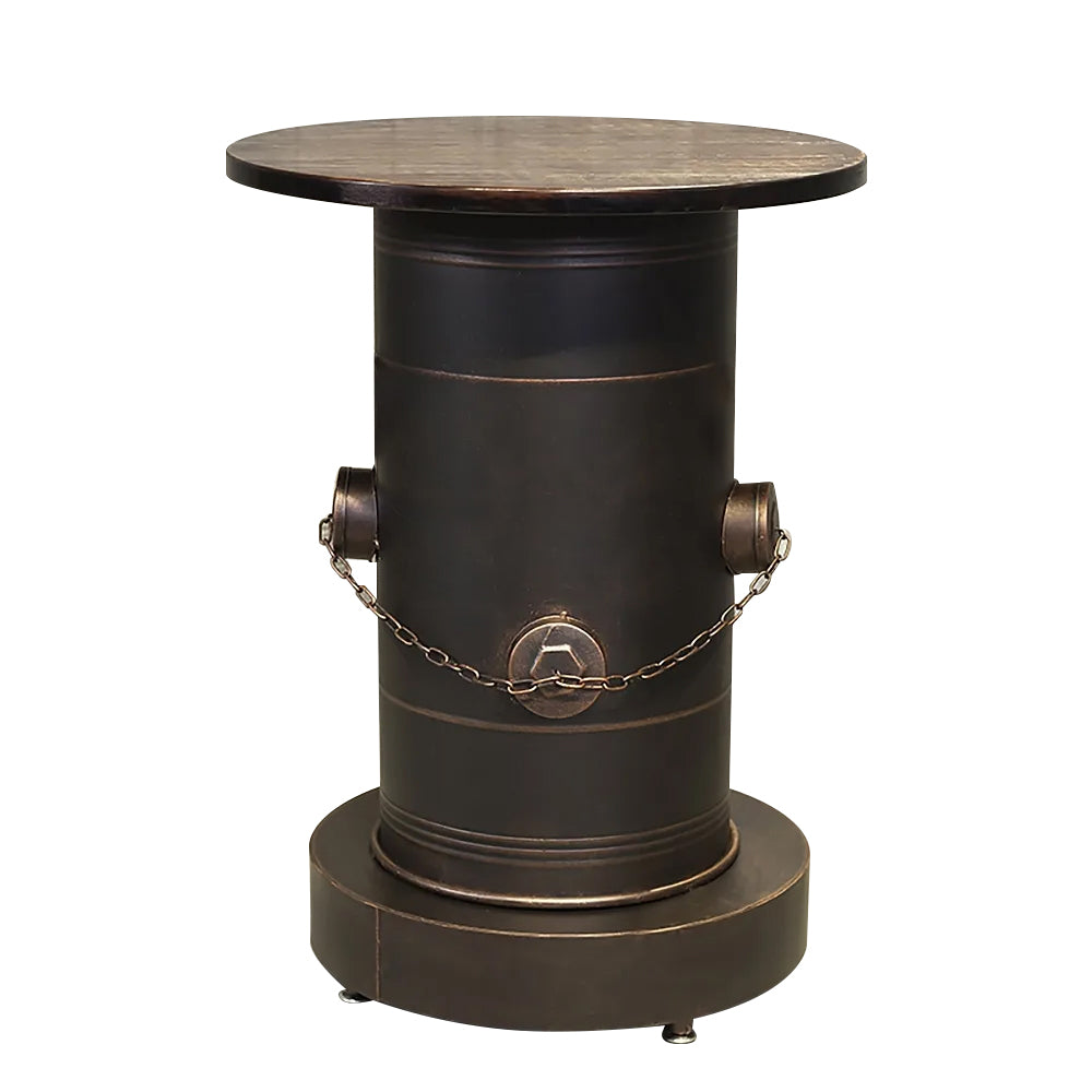 21.7" Industrial Distressed Bar Table with Solid Wood Round Top