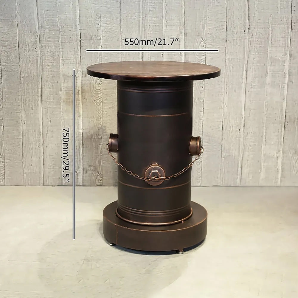 21.7" Industrial Distressed Bar Table with Solid Wood Round Top