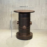 21.7" Industrial Distressed Bar Table with Solid Wood Round Top